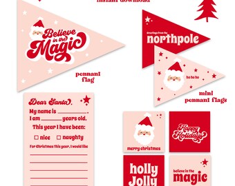 Christmas Pennant Flags - Letter to Santa - Christmas Tags - Instant Download