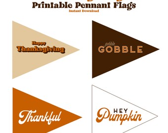 Thanksgiving Pennant Flags - Instant Downloads