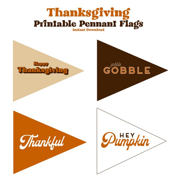 Thanksgiving Pennant Flags - Instant Downloads Il_570xn