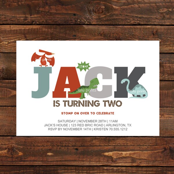 Dinosaur Invitation Printable / Birthday Invitation / Boy Birthday / Girl Birthday / Invitations / Dinosaur