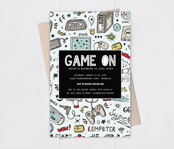 Video Game Invitation - Digital File - Birthday Party Il_570xn
