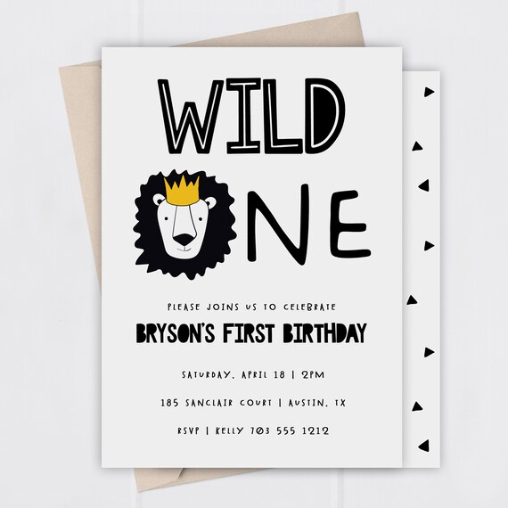 Wild One Invitation | Printable File | Kids Birthday Invitation | Lion Invitation Il_570xn
