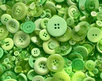 Green Buttons, Many Shapes, Sizes, Colours, Styles and Designs in Every Pack 50g 100g 300g 500g 1kg