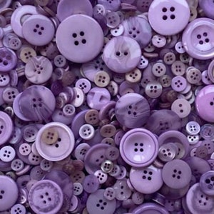 Mixed Buttons, Many Shapes, Sizes, Colours, Styles and Designs in Every Pack, 50g, 100g, 300g, 500g, 1kg Lilac