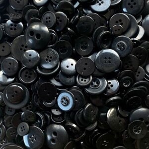 Mixed Buttons, Many Shapes, Sizes, Colours, Styles and Designs in Every Pack, 50g, 100g, 300g, 500g, 1kg Black