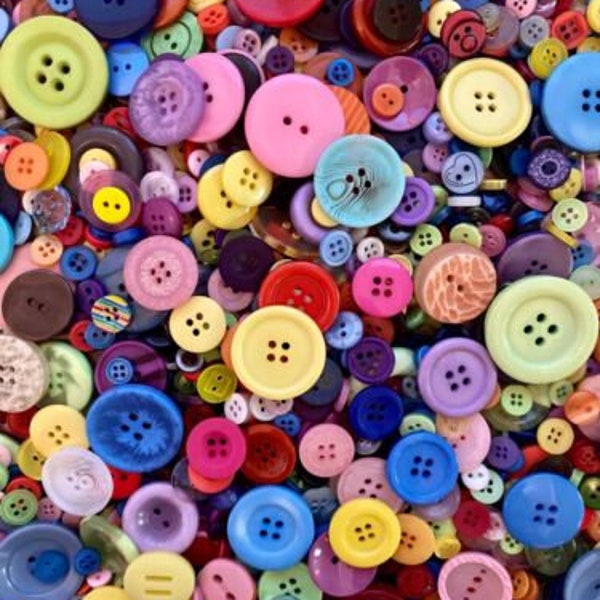 Mixed Buttons, Many Shapes, Sizes, Colours, Styles and Designs in Every Pack, 50g, 100g, 300g, 500g, 1kg