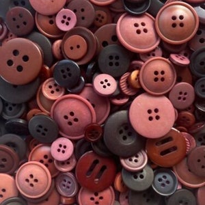 Mixed Buttons, Many Shapes, Sizes, Colours, Styles and Designs in Every Pack, 50g, 100g, 300g, 500g, 1kg Brown