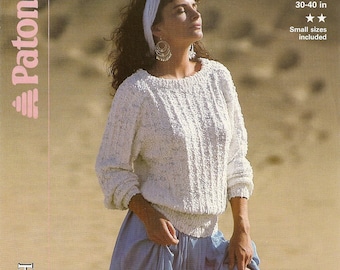 PDF Knitting Pattern, Women’s Cotton Top, Raglan Sweater, Patons Cotton Splash, Instant Download