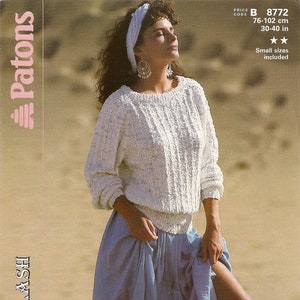 PDF Knitting Pattern, Women’s Cotton Top, Raglan Sweater, Patons Cotton Splash, Instant Download