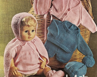 Doll Knitting Pattern Baby Doll's Layette Clothes (16/18/20" Dolls)  4 Ply PDF Instant Download