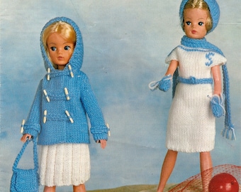 PDF Knitting Pattern, SINDY Doll Outfit, Dress, Jacket, 4 Ply, Instant Download