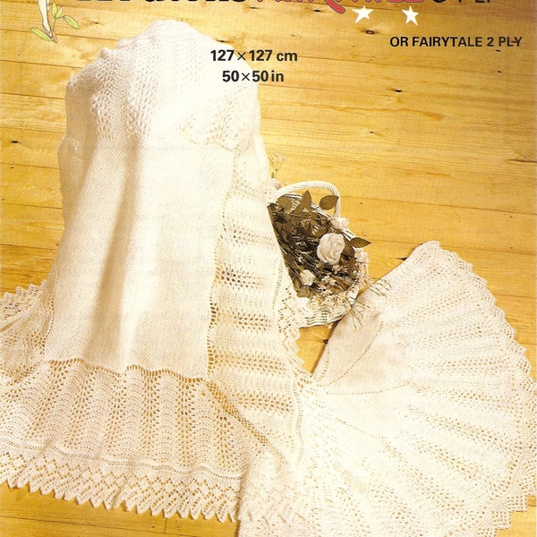 PDF Knitting Pattern, Lacy Baby Shawls, Fairytale,  2/3 Ply, Christening Shawl, Heirloom, Instant Download