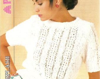 PDF Knitting Pattern, Women’s Lacy Cotton Top, 32-40" or 81-102 cm, Patons Cotton Top or Cotton Splash Yarn, Instant Download