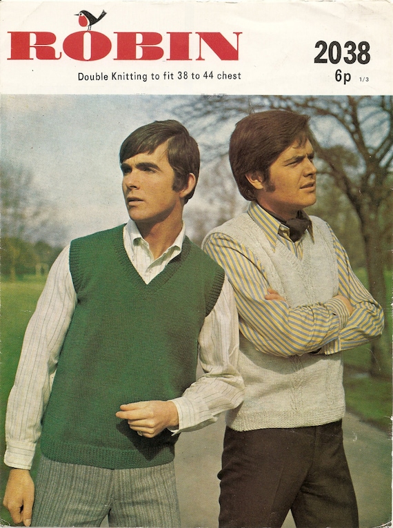 PDF Knitting Pattern, Men's Slip-over, Tank Top, 38-44", DK, Instant Download