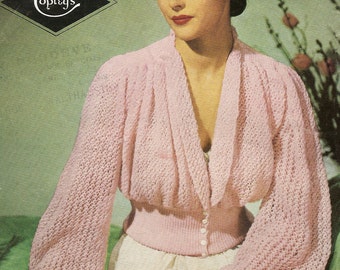 PDF Knitting Pattern Lady's 1940's Dressing Bed Jacket 3 Ply COPLEY'S Instant Download