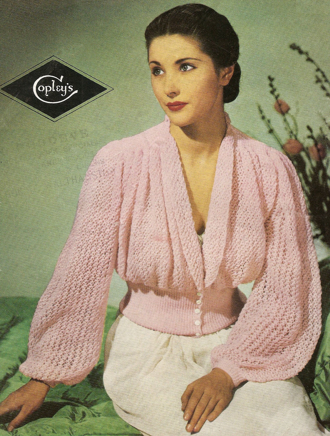 PDF Knitting Pattern Lady's 1940's Dressing Bed Jacket 3 Ply COPLEY'S Instant Download