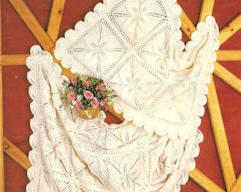 PDF Knitting Pattern, Pram & Cot Cover, Flower Pattern,  DK, Instant Download