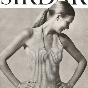 PDF Ladies 70's Halter Neck Top, Knitting Pattern,4 Ply, 81-97cm or  32-38", Instant Download