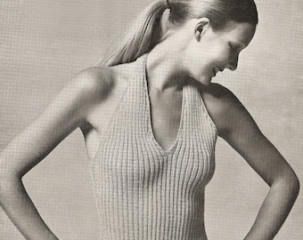 PDF Ladies 70's Halter Neck Top, Knitting Pattern,4 Ply, 81-97cm or  32-38", Instant Download