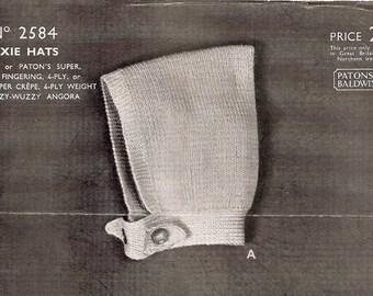 PDF Knitting Pattern Lady&#39;s Pixie Hat View A (Adult size) Instant Download