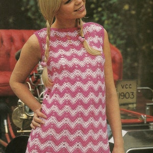 PDF Crochet Pattern Lady's Sixties Mini Dress 34-40" DK & 4 Ply Instant Download