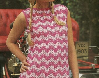 PDF Crochet Pattern Lady's Sixties Mini Dress 34-40" DK & 4 Ply Instant Download