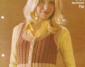 PDF Knitting Pattern, Women’s Ribbed Waistcoat/Tanktop, Instant Download