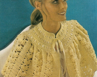 PDF Crochet Pattern Lady's Bed Cape/Jacket 1960's DK Instant Download