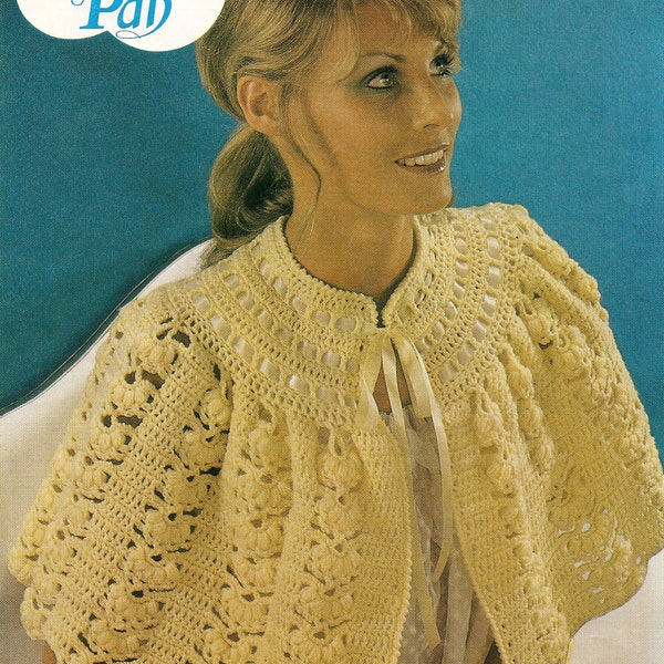 PDF Crochet Pattern Lady's Bed Cape/Jacket 1960's DK Instant Download