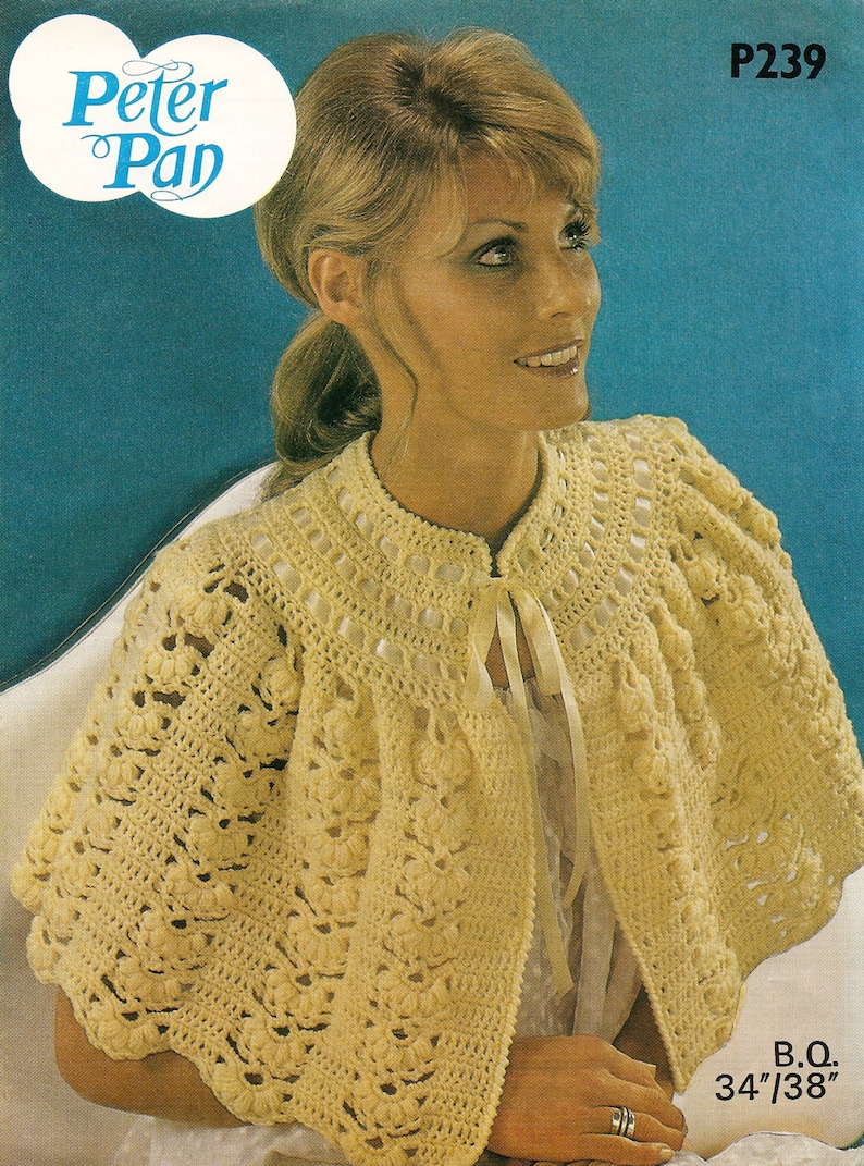 PDF Crochet Pattern Lady's Bed Cape/Jacket 1960's DK Etsy