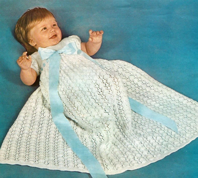 PDF Knitting Pattern, Baby's Christening Gown, Dress, Robe, 4346 Cm, Instant Download Etsy