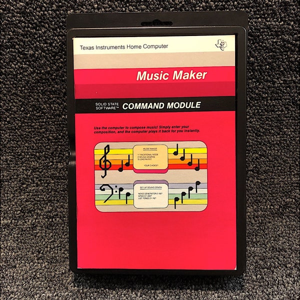 TI Music Maker Vintage Software Command Module • TI-99/4A • Home Computer • Education Software • Solid State Module • Complete