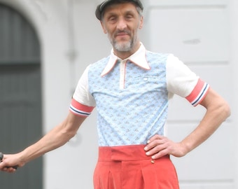 Camisa con estampado de bicicleta vintage – Polo retro para hombre – Top de algodón orgánico para hombre