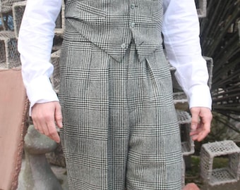 Pantalones de lana con pata de gallo estilo vintage: pantalones de cuadros Glenn de cintura alta