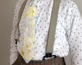 Corbata de seda de un solo pliegue con cuatro manos y manzanas