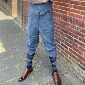 Vitage style knickerbockers or plus fours from wool herringbone tweed, 1910s cycling breeches