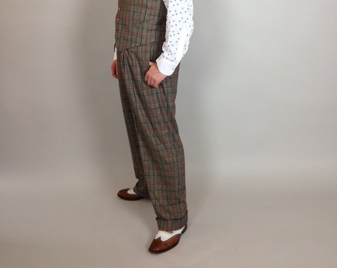 Fishtail Back Trousers, Vintage Style Trousers, High Rise Men's Pants