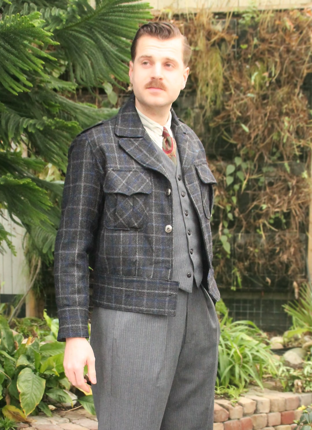 siq klein 1940s WOOL JACKET ヴィンテージ ジャケット Kids Retro Coat Sanyo Japan Brown Pink Swing 1940s 1960s