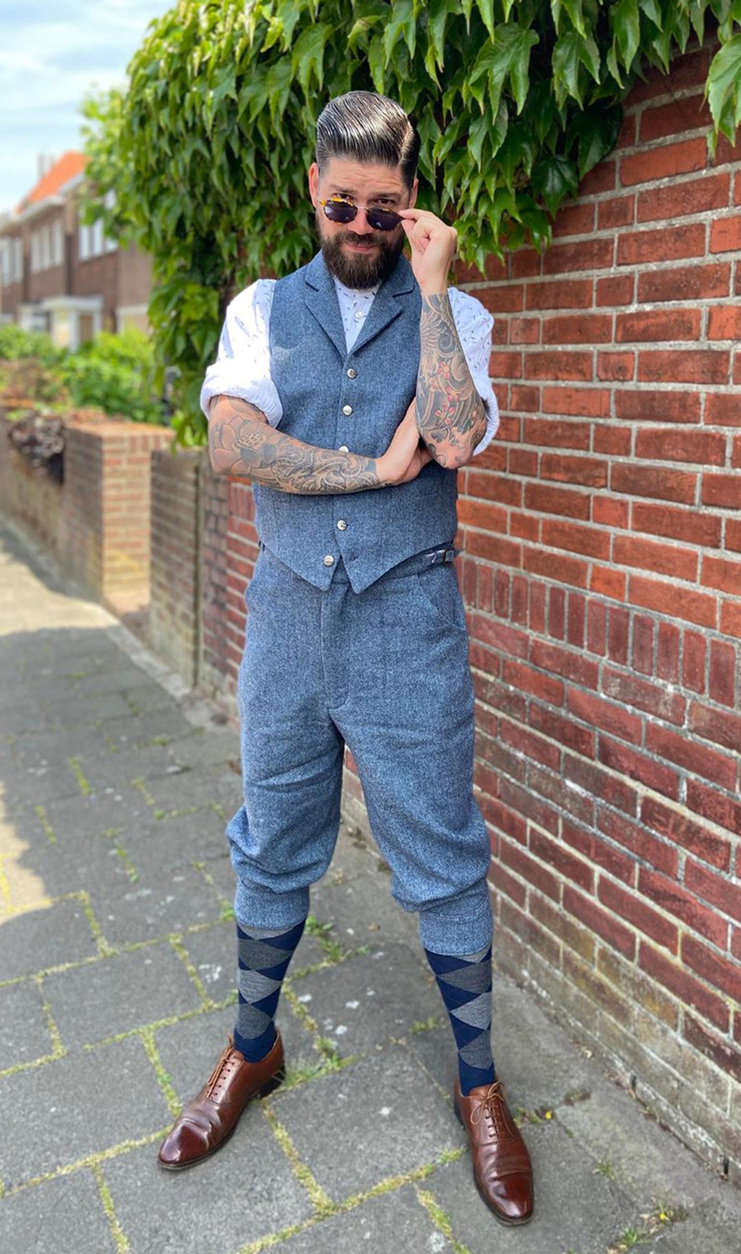 Vitage Style Knickerbockers or Plus Fours From Wool Herringbone Tweed