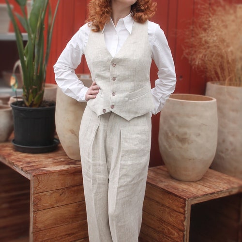 40's】France Linen Slacks ヴィンテージ 1940s French Army Side Line