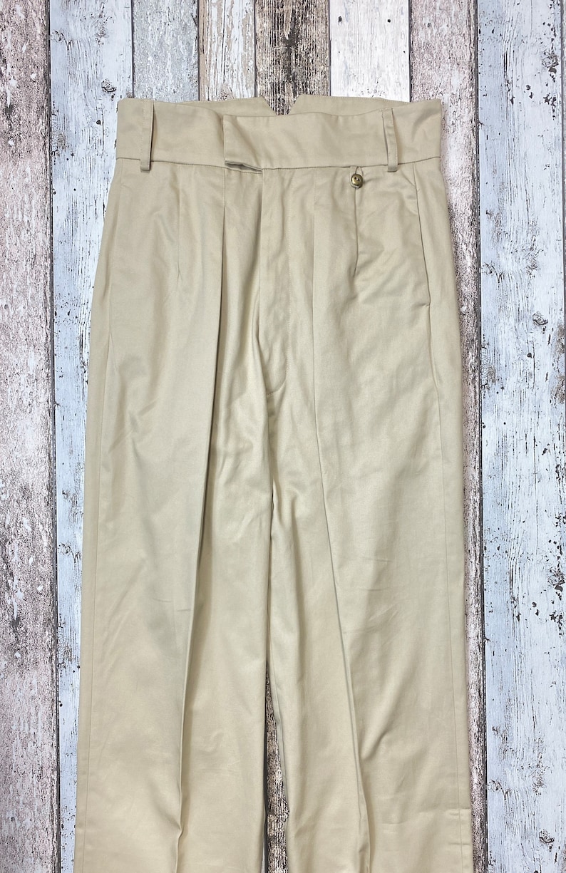 1930's Style High Waist Khaki Cotton Twill Trousers 1940s - Etsy