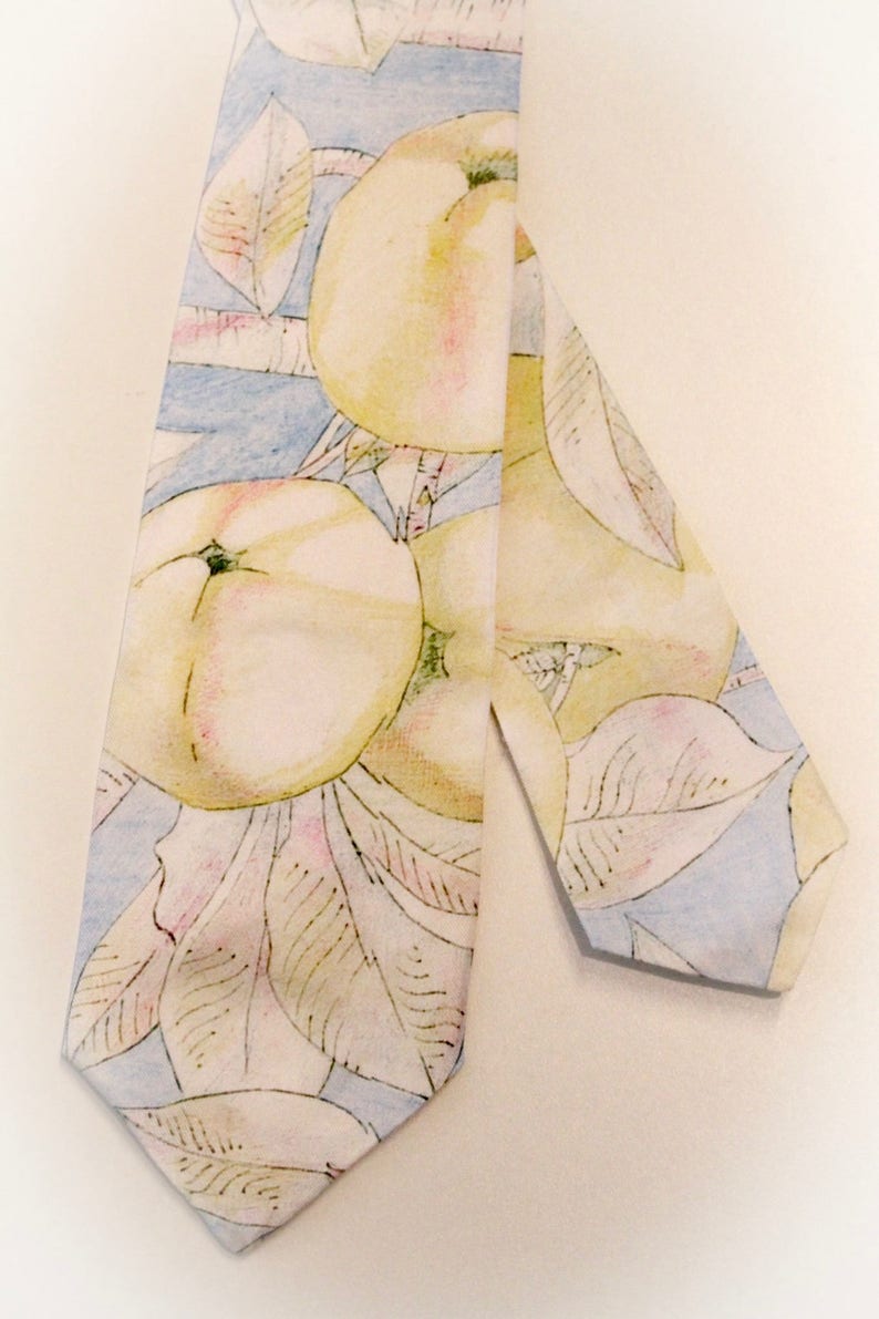 Silk four in hand single fold tie with apples image 3