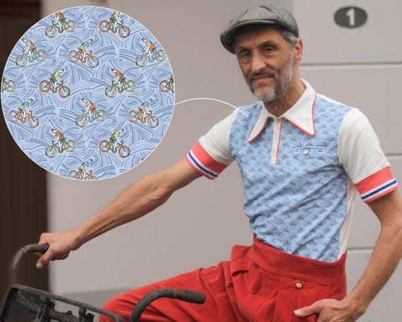 Retro Mens Polo Shirt – Vintage Cycling, Organic Cotton shirt, 1930s inspired sportswear