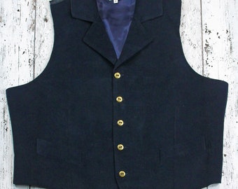 Vintage Style 1930s 1940s Collared Waistcoat in Blue Vintage Style 1930s 1940s Collared Waistcoat in Blue