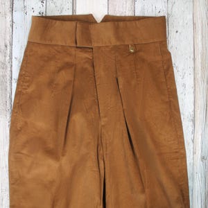 Men’s High Waist Trousers – 1940s Vintage Inspired Corduroy Pants, Caramel Brown Cotton image 9