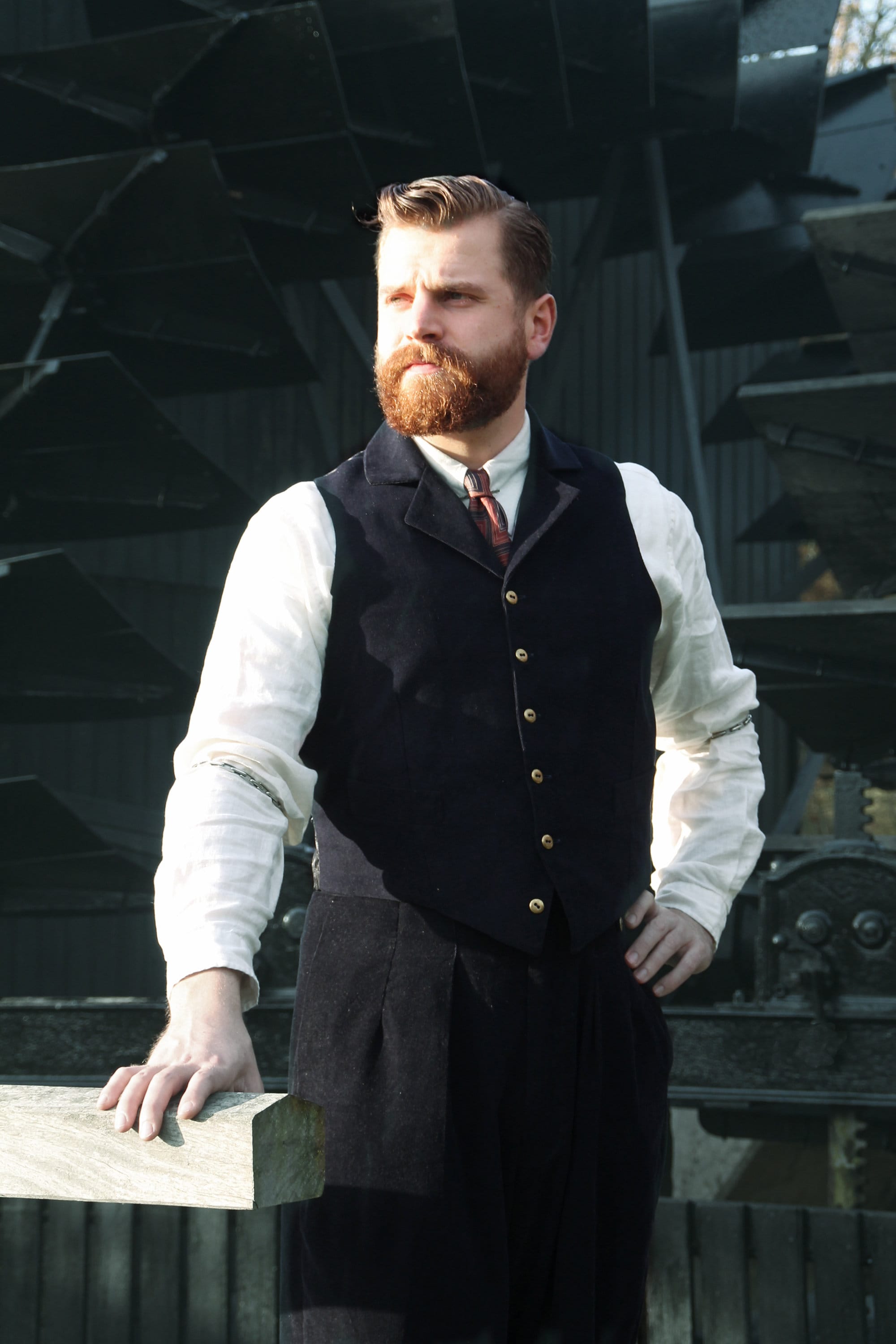 Vintage Style 1930s 1940s Collared Waistcoat in Blue Vintage Style 1930s 1940s Collared Waistcoat in Blue