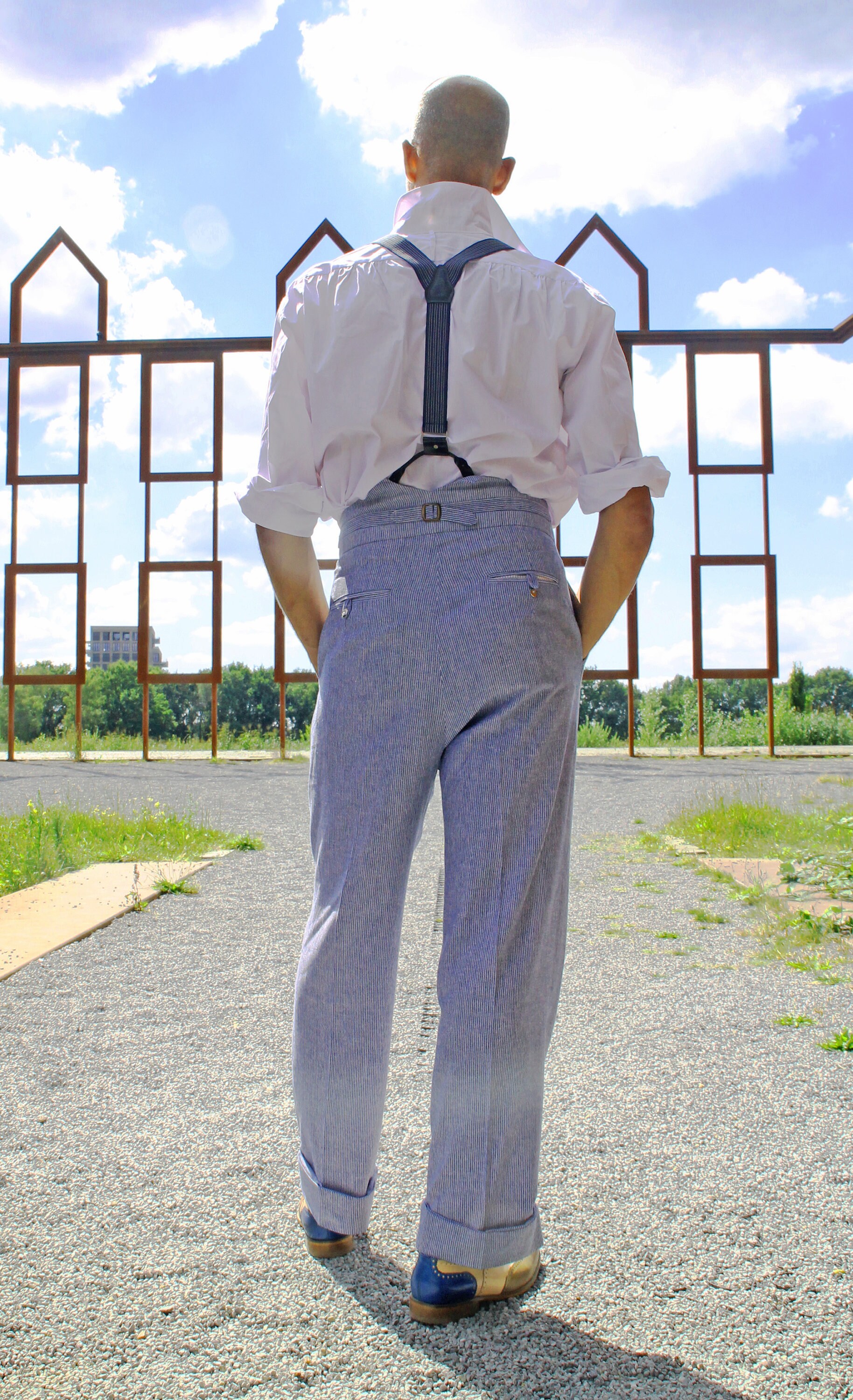 Linen Rayon Fishtail Back Trousers Fine 