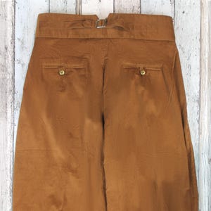 Men’s High Waist Trousers – 1940s Vintage Inspired Corduroy Pants, Caramel Brown Cotton image 10
