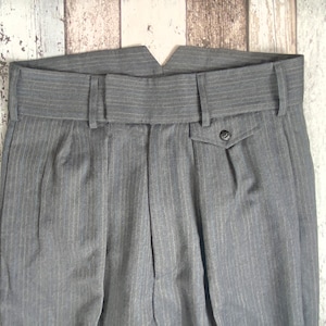 1930s 1940s vintage style high waist trousers in grey striped wool image 6