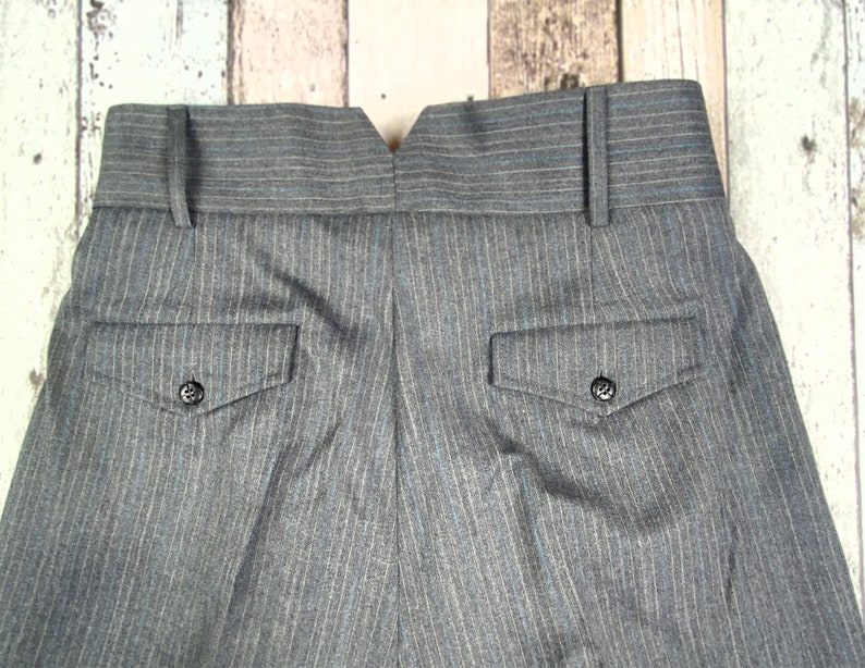 1930s 1940s vintage style high waist trousers in grey striped wool image 9